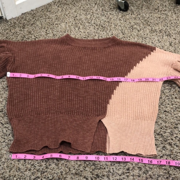 Anthropologie Skies Are Blue Sweater Size Medium Mauve Dusty Pink Puff Sleeve - Picture 9 of 11